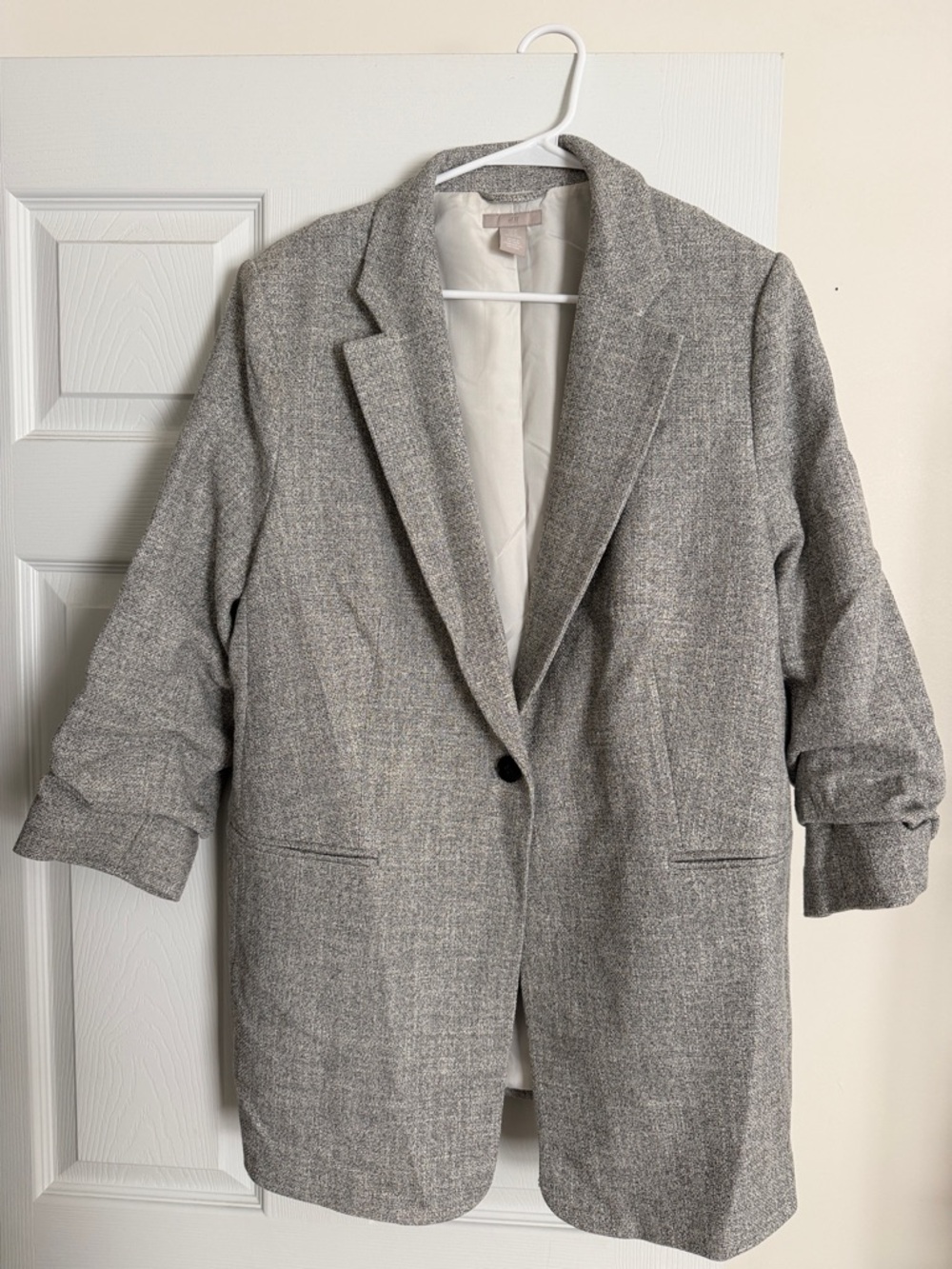 H&M Gray Textured Long Blazer